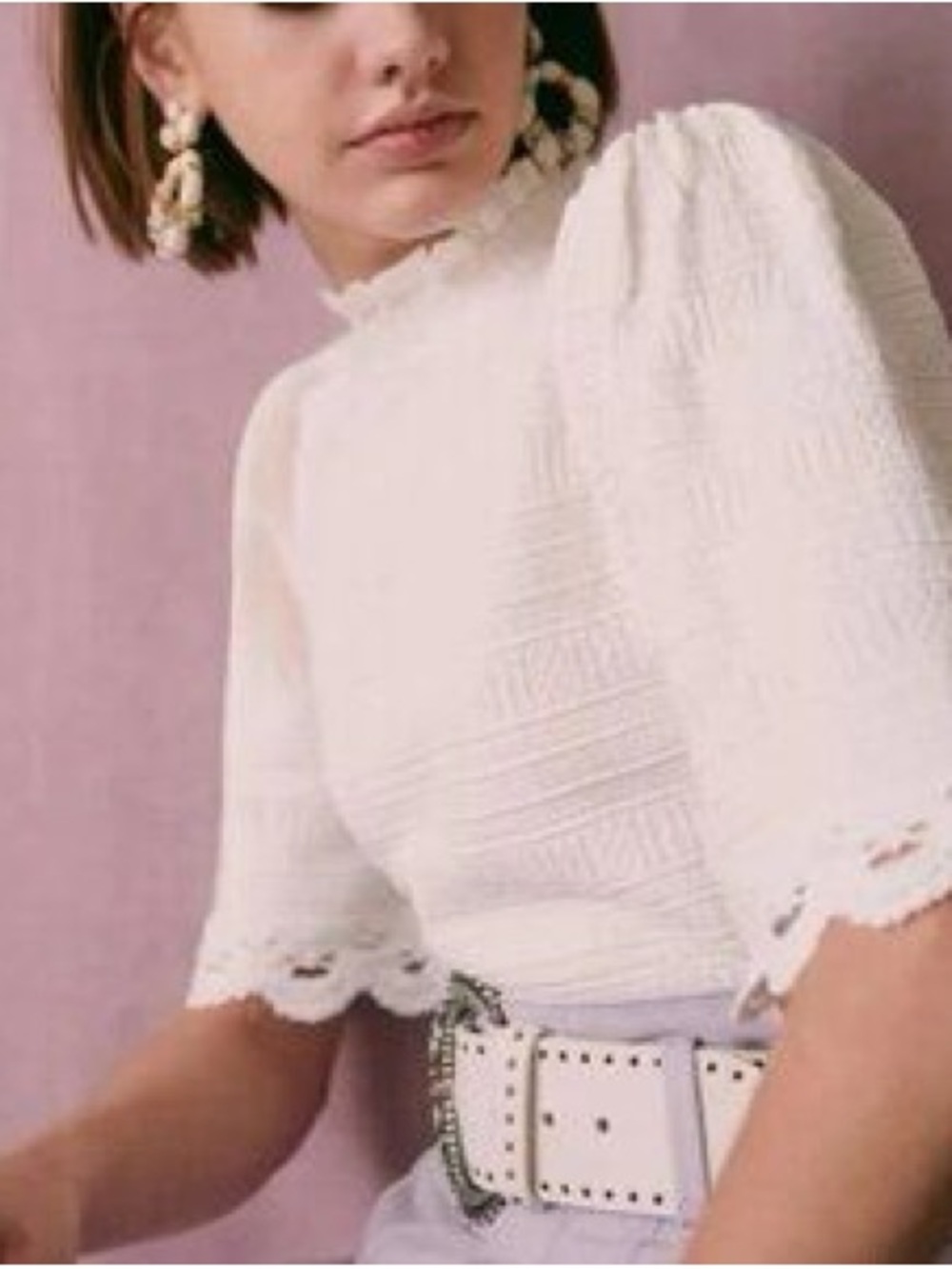 Sézane La Maille White Textured Top